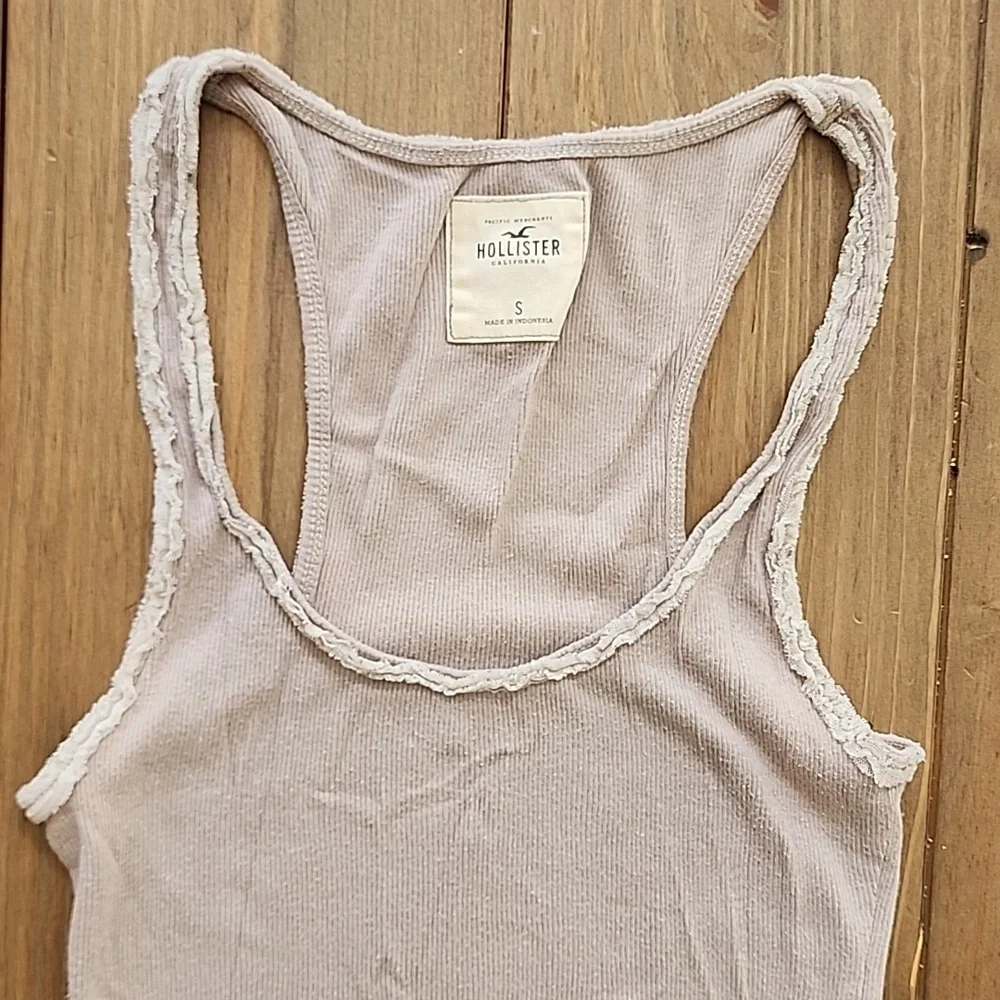 Hollister HCO Tan Tank Top with Lace Detailing